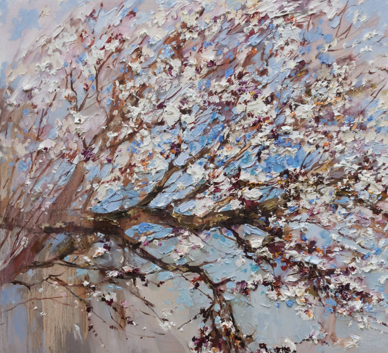 Blooming tree Original impasto oil painting